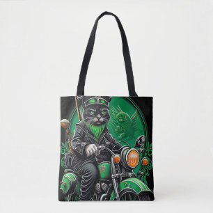 Bolsa Tote Rua de bicicleta Black Cat Dirigindo. Dia de Patri