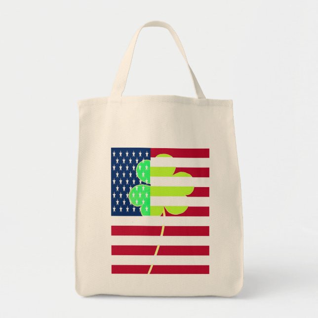 Bolsa Tote Rua de Clover do Bandeira Irlandesa Americana Sham (Frente)