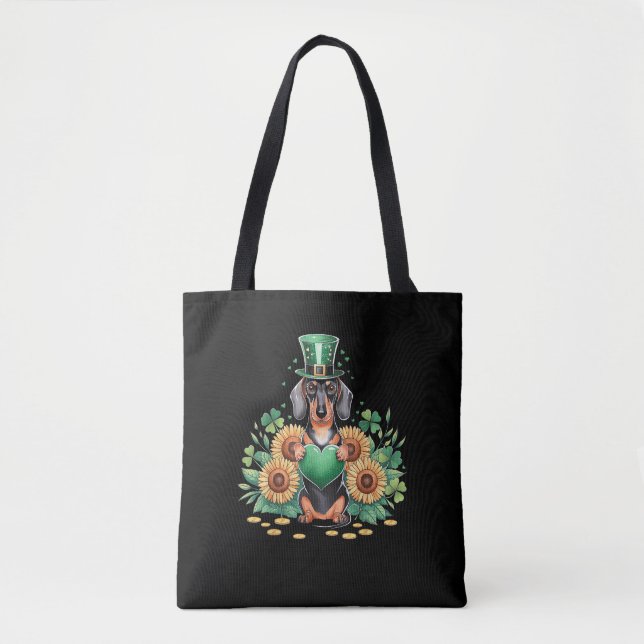 Bolsa Tote Rua de Shamrock Dachshund Dog. O Santo de Patrick (Frente)