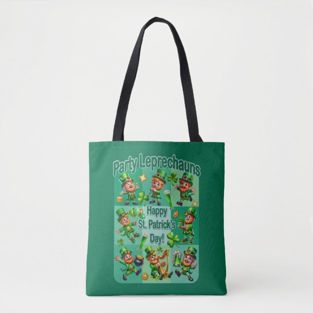 Bolsa Tote Rua. Diversão de Patrick Adorável "Leprechauns do  (Frente)
