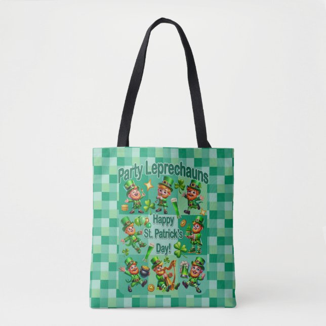 Bolsa Tote Rua. Diversão de Patrick Adorável "Leprechauns do  (Frente)