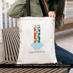 Bolsa Tote Rua do dia de Patrick Rainbow 4-Leaf Clover Minima