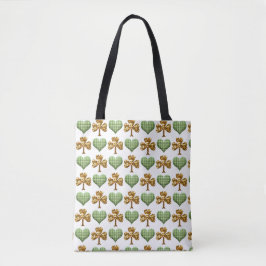 Bolsa Tote Rua legal do Shamrock Green White Hearts.Patrick