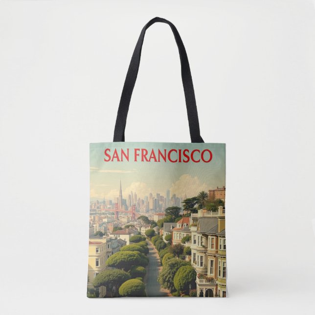 Bolsa Tote Rua Lombard, São Francisco | Vintage Retro (Frente)