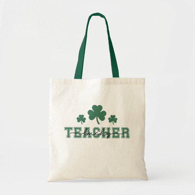 Bolsa Tote Rua. Patricks Day Lucky Teacher (Frente)