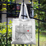 Bolsa Tote Rua. Paul Love Locator | Boas-vindas ao Casamento<br><div class="desc">Uma bolsa de tote divertida para um casamento ou qualquer outra ocasião ocorrendo na linda cidade de Ruas Paul, Minnesota. Este bolsa apresenta um mapa de despesas gerais do centro da cidade dentro a um quadro de caixas delimitadas a preto. No topo está uma breve saudação bem-vinda e o nome...</div>