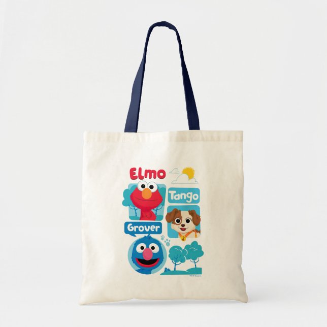 Bolsa Tote Rua Sésamo | Elmo, Tango e Grover Park Graphic (Frente)