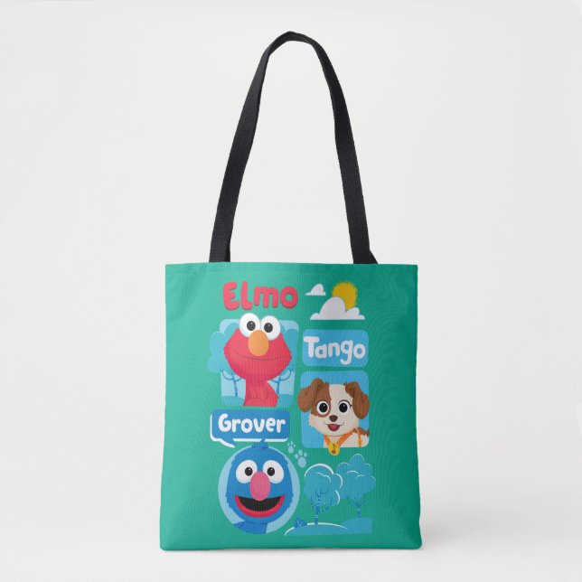 Bolsa Tote Rua Sésamo | Elmo, Tango e Grover Park Graphic (Frente)