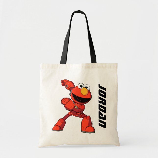 Bolsa Tote Rua Sésamo | Mecha Construtor Elmo Adicionar Seu N (Frente)