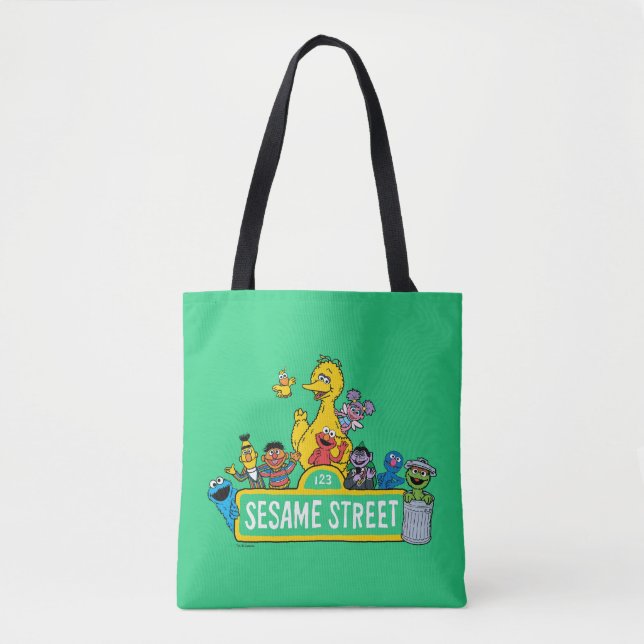 Bolsa Tote Rua Sésamo | Todos Em Torno Do Sésamo Street Sign (Frente)