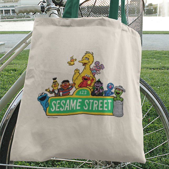 Bolsa Tote Rua Sésamo | Todos Em Torno Do Sésamo Street Sign (Tote bag on bike)