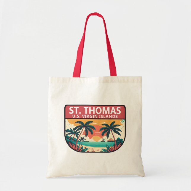 Bolsa Tote Rua Thomas Ilhas Virgens Americanas Retro Emblem (Frente)