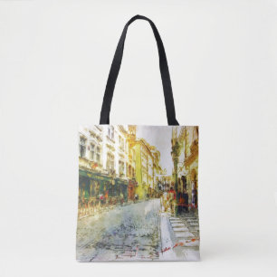 Bolsa Tote Ruas da aguarela velha de Praga
