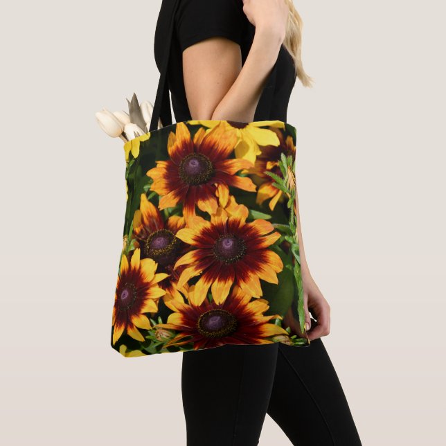 Bolsa Tote Rubeckias Amarelo e Bronze Floral (Close Up)