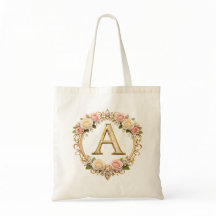 Rubor Rosa Dourado Floral Monograma Letra A Casame