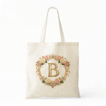 Rubor Rosa Dourado Floral Monograma Letra B Casame