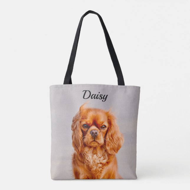 Bolsa Tote Ruby Cavalier King Charles Spaniel Dog (Verso)