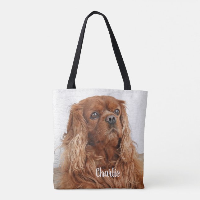 Bolsa Tote Ruby Cavalier King Charles Spaniel Dog (Verso)