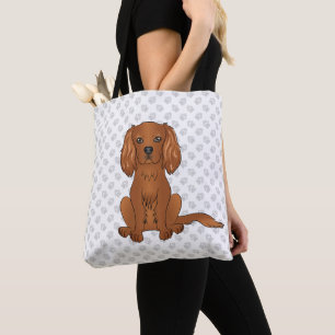 Bolsa Tote Ruby Cavalier King Charles Spaniel & Paws