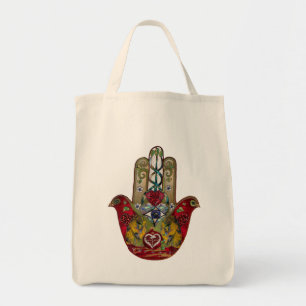 Bolsa Tote Ruby Pomegranate Heart Bird Hamsa