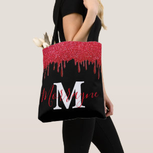 Bolsa Tote Ruby Red Glitter Drives Dispara Monograma Metálico