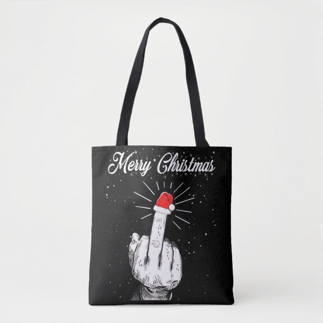Bolsa Tote Rude Felry Christmas Middle Finger Xmas Ugly (Frente)