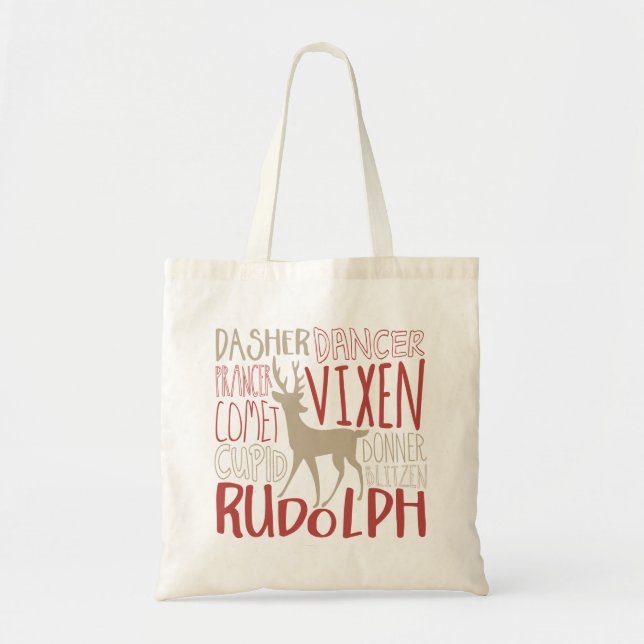 Bolsa Tote Rudolph Reindeer Silhouette (Frente)