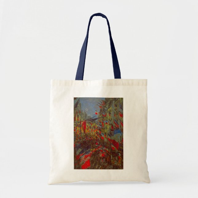 Bolsa Tote Rue Montorgueil com Bandeiras de Claude Monet (Frente)