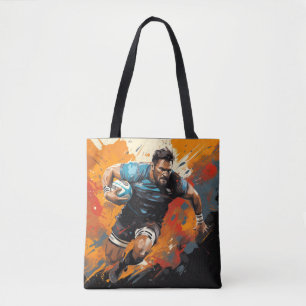 Bolsa Tote Rugby Action Sport Painting Abstrato Art Decor