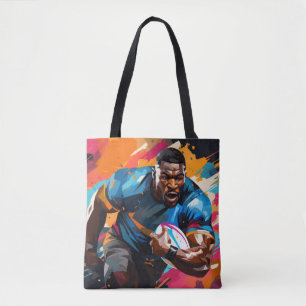 Bolsa Tote Rugby Action Sport Painting Abstrato Art Decor