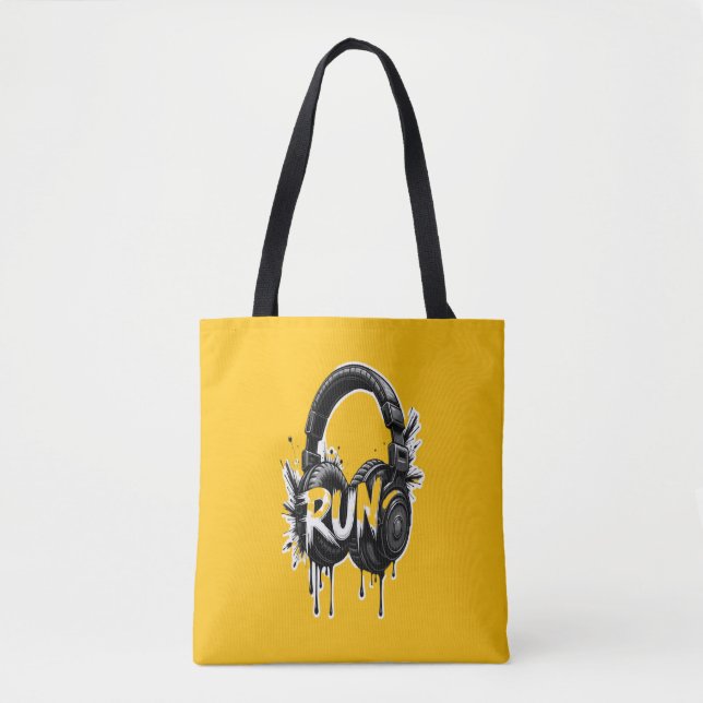 Bolsa Tote RUN Headphones Street Art Sticker (Frente)