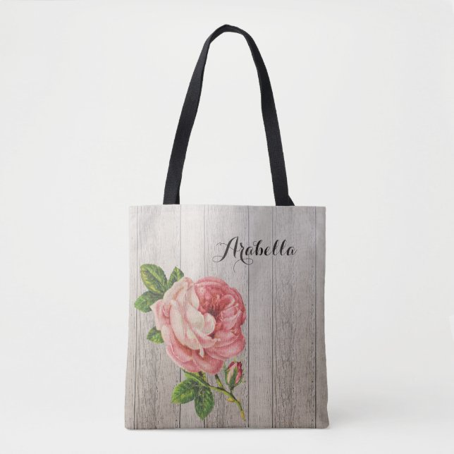 Bolsa Tote Ruptura De Madeira Atingida Rosa Rosa Rosa Rosa Co (Frente)