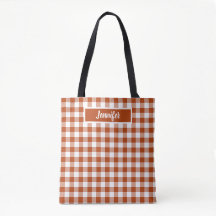 Rust Red Plaid Gingham Personalized