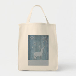 Bolsa Tote Rustic Blue Wood Reindet — Natal