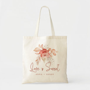 Bolsa Tote Rustic Blush Floral Love é doce Casamento
