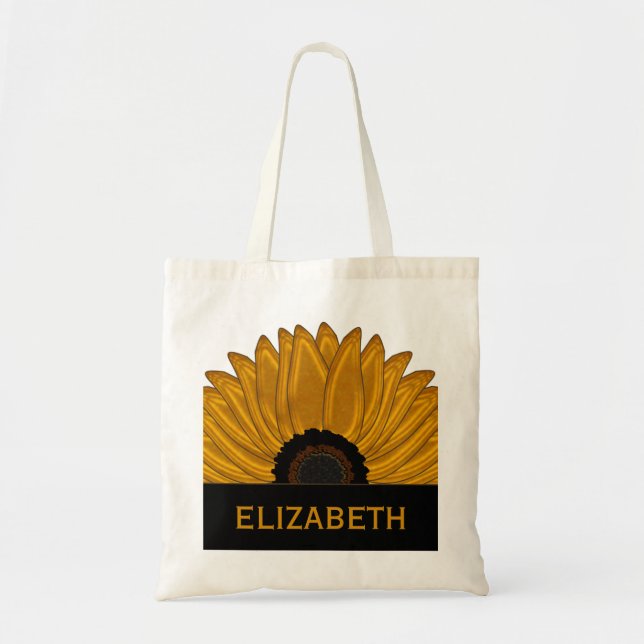 Bolsa Tote .Rustic Country Burlap Sunflower Wedes Favor (Frente)