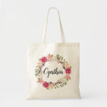 Bolsa Tote Rustic Feather Boho Floral Wreath Bridesmaid<br><div class="desc">Rustic Pink Boho Feather Floral Wreath Bridesmaid Favor Tote Bag. (1) Para mais personalização,  clique no link "personalizar mais" e use nossa ferramenta design para modificar esse modelo. (2) Se precisar de ajuda ou itens correspondentes,  entre em contato comigo.</div>