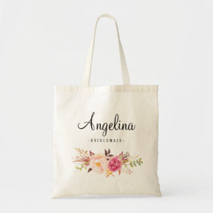 Bolsa Tote Rustic Floral Bridesmaid Personalizada- 05