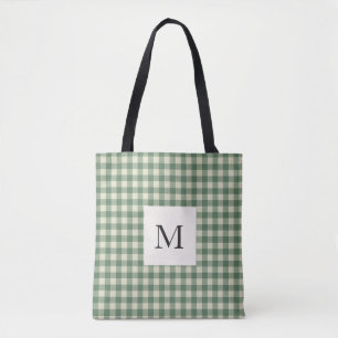Bolsa Tote Rustic Green Gingham Moderno Natal