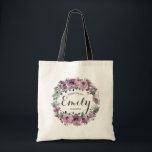 Bolsa Tote Rustic Mauve Plum Purple Floral Bridesmaid Favor<br><div class="desc">Este bolsa floral de mauve roxo, chico e prático é perfeito para o essencial do dia de carregando de casamento e faz uma bela manutenção. Personalize-o facilmente com o nome de cada dama de honra para um toque especial. Durável e na moda, esta bolsa de tote é uma forma sincera...</div>