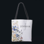 Bolsa Tote Rustic Meadow Wildflower Monograma<br><div class="desc">Este simples,  mas elegante design de um saco de tota monograma apresenta um buquê de aquarela rústica de flores silvestres prateadas,  amarelas,  brancas e burgundy com verde. Faz um presente excelente de damas de honra também! Criado pela imprensa simplesmente de farmácia.</div>