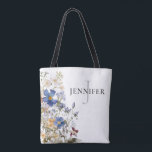 Bolsa Tote Rustic Meadow Wildflower Monograma<br><div class="desc">Este simples,  mas elegante design de um saco de tota monograma apresenta um buquê de aquarela rústica de flores silvestres prateadas,  amarelas,  brancas e burgundy com verde. Faz um presente excelente de damas de honra também! Criado pela imprensa simplesmente de farmácia.</div>