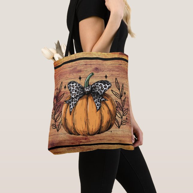 Bolsa Tote Rustic Pumpkin Fall Foliage (Close Up)