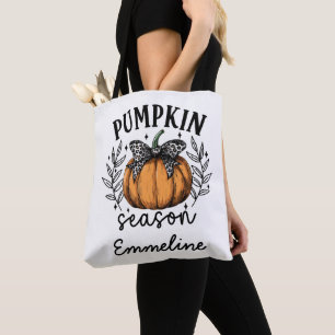 Bolsa Tote Rustic Pumpkin Season Queda Nome de Ação de Graças