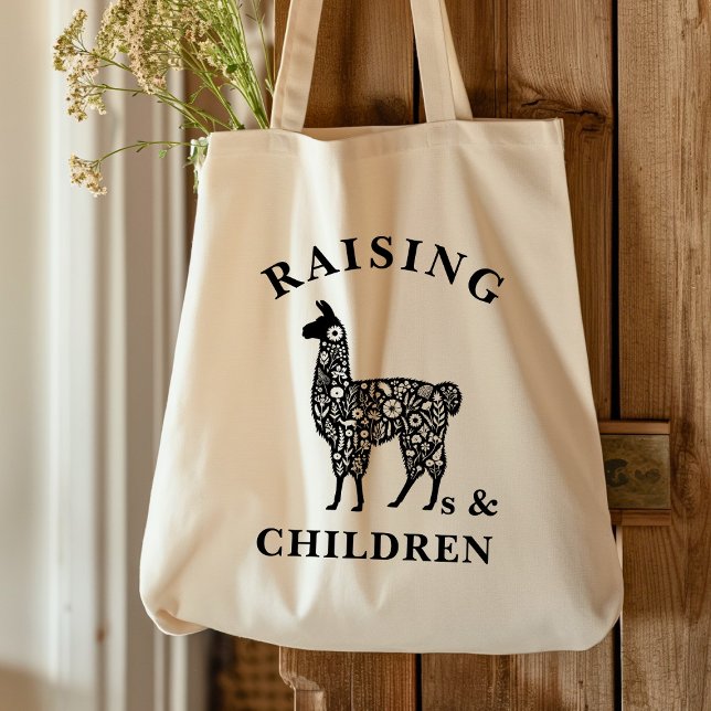 Bolsa Tote Rustic Raising Lhamette Farmers (Raising Llamas and children funny llama lover tote bag)