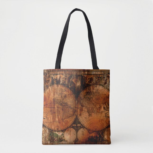 Bolsa Tote Rustic Vintage Old World Map History lover (Frente)