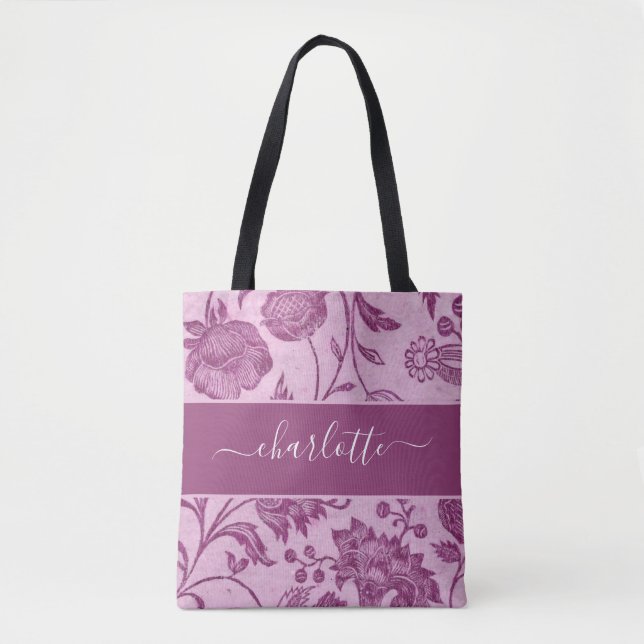 Bolsa Tote Rustic Vintage Wildflower Floral (Frente)