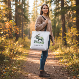 Bolsa Tote Rustic Watercolor Moose Forest Wildlife custom