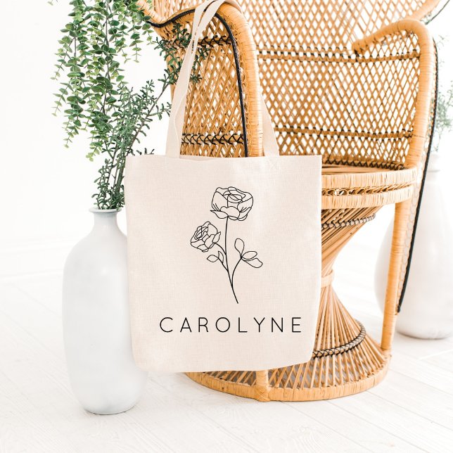 Bolsa Tote Rustic Wildflower Bridesmaid Name (Criador carregado)