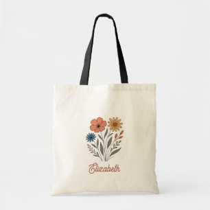 Bolsa Tote Rustic Wildflower Bridesmaid Name Floral Modern
